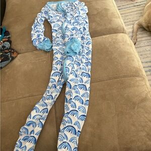 Little Sleepies Blue and White Rainbow Footies